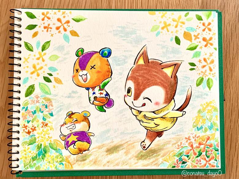 copic马克笔, analog illustration, traditional, 集合！动物森友会！, 动森