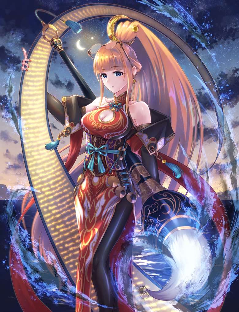 girl, black tights, China dress, Mikazuki, glasses, Romance of the Three Kingdoms