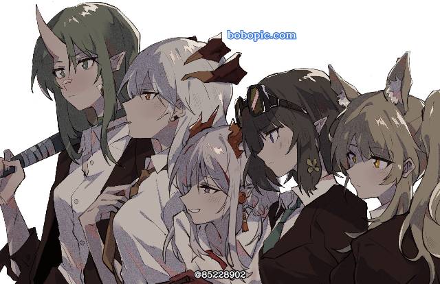 一张年,萨莉娅,明日方舟,塞雷娅,星熊,瑕光,龙娘,森蚺绘画图片