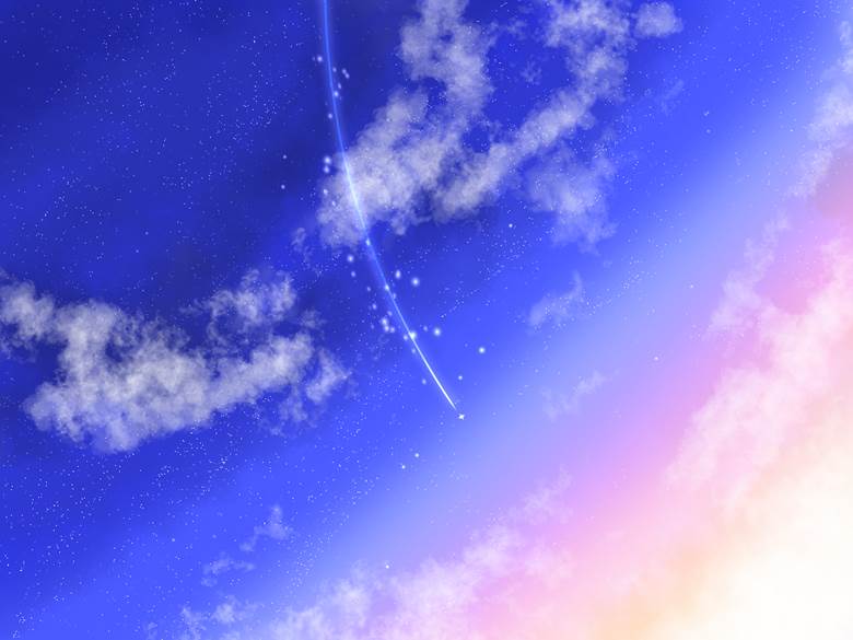 夜明けの流星|纱絽的黎明前的天空插画图片