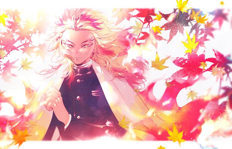 鬼灭之刃, 炼狱杏寿郎, Infinity Train, autumn leaves, Demon Slayer 500+ bookmarks