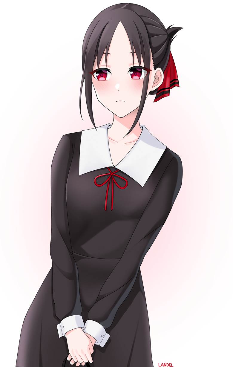 四宫辉夜, 辉夜大小姐想让我告白~天才们的恋爱头脑战~, 女孩子, 辉夜大小姐, 黑色连衣裙, string ribbon