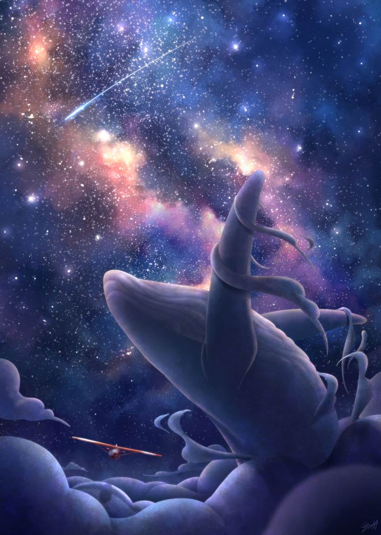 星の海|うしぞら的流星风景插画图片