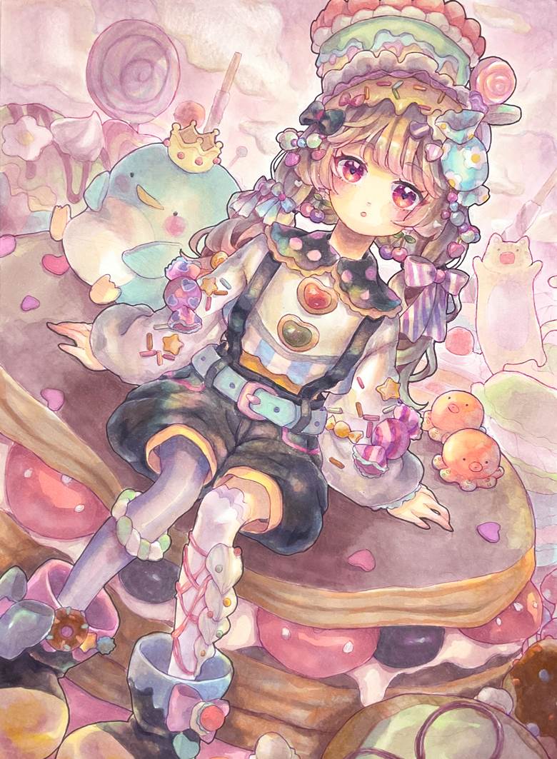 原创, 女孩子, copic马克笔, 手绘, sweets, 粉色, 原创100收藏, 食物100收藏