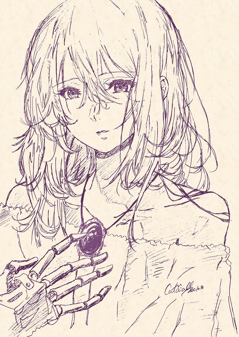 ヴァイオレットエヴァーガーデンcatwall的紫罗兰永恒花园插画图片