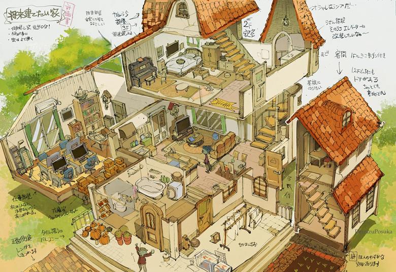 原创, house, 建筑, interior, 断面图, 原创10000users加入书籤, 设定画, 示意图