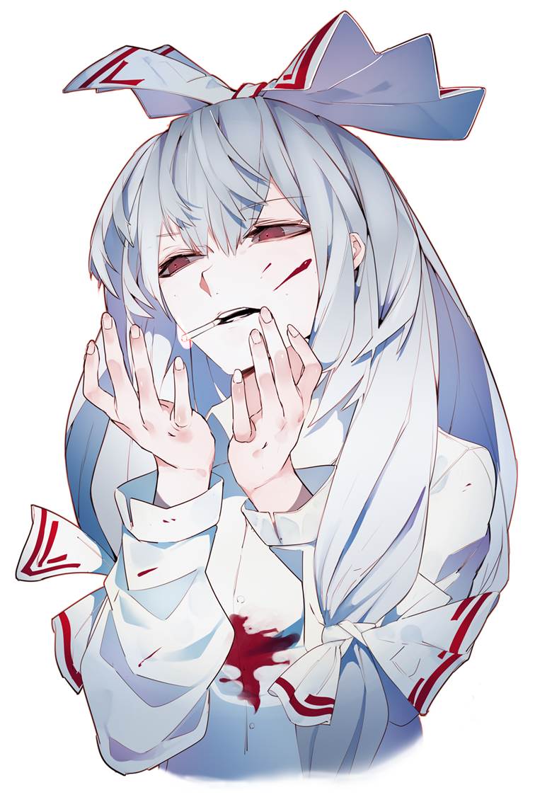 Touhou, Touhou Project, fujiwara no mokou, Touhou Project 1000+ bookmarks, cigarette