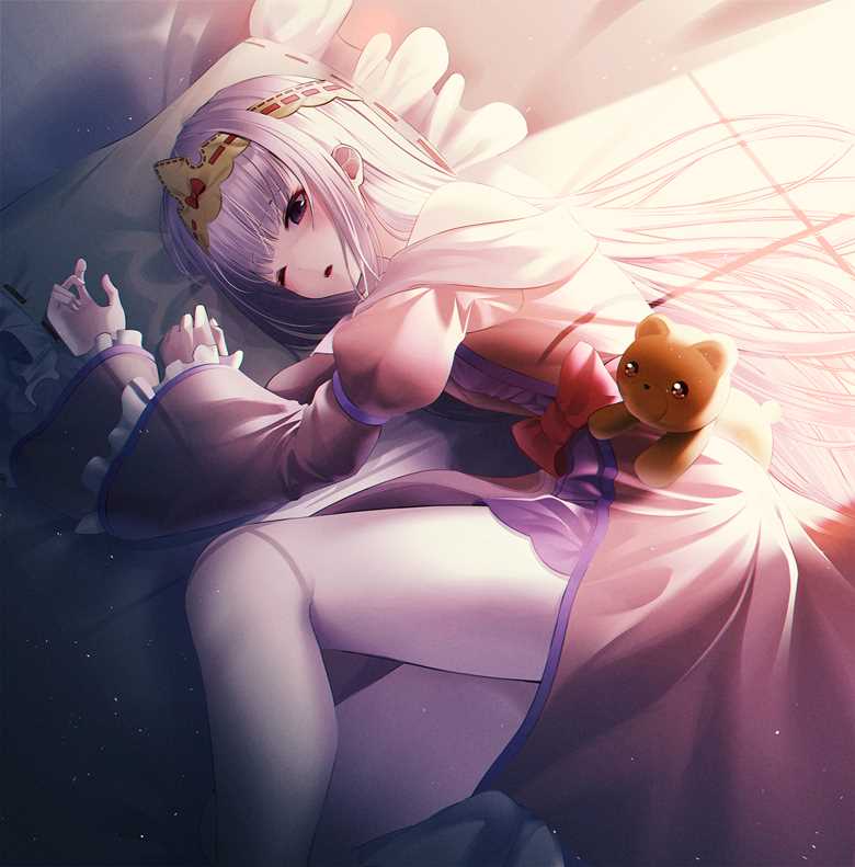 在魔王城说晚安, 在魔王城说晚安插画比赛, 栖夜莉丝公主, Teddy Demon, I want to protect this sleeping face, 女孩子, bed, 白裤袜