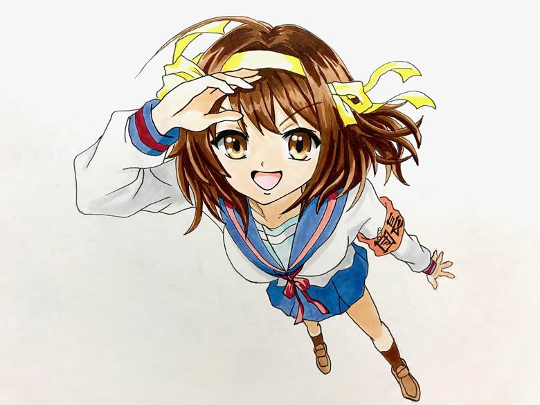 凉宫ハルヒの忧鬱凉宫ハルヒ描いてみた いろんなアニメキャラ描いてみた的凉宫春日的忧郁插画图片 Bobopic