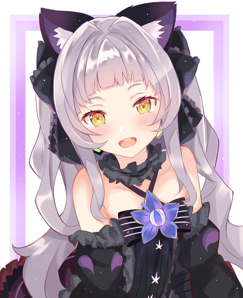 紫咲诗音, Murasaki Shion fanart, Hololive, 虚拟主播, 女孩子, cat ears, 哥特萝莉, Virtual YouTuber 1000+ bookmarks