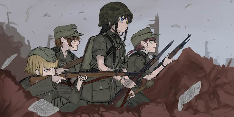 The Pyschopath. 1944|TheZombie的持枪少女插画图片