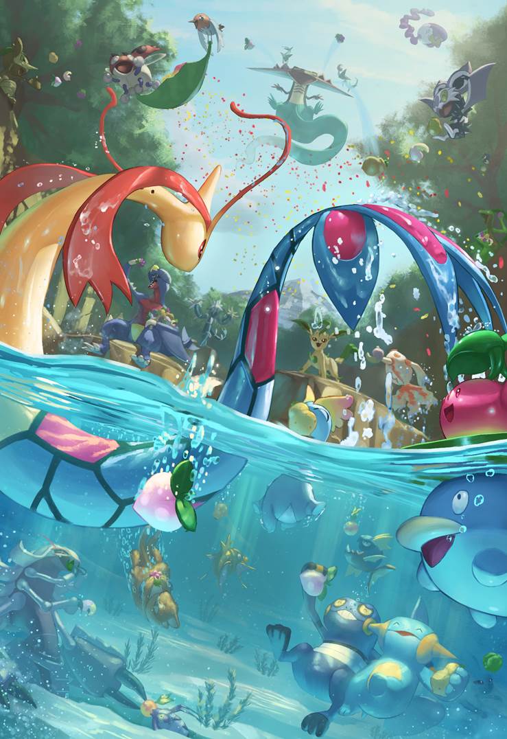 精灵宝可梦, milotic, partially in water, Pokémon 1000+ bookmarks, Croagunk