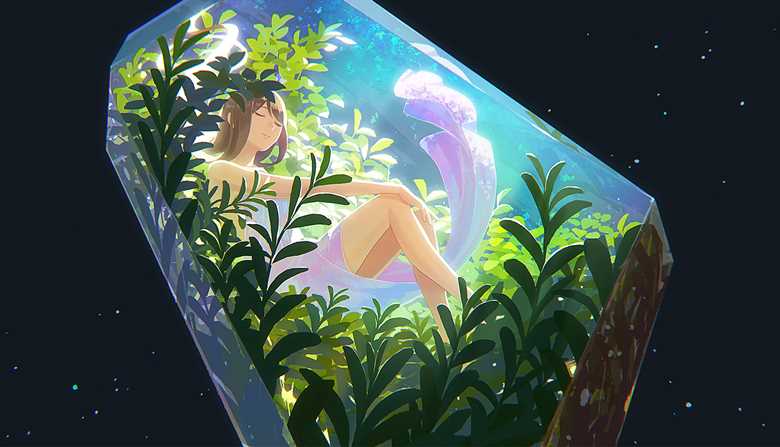 宝石の午睡|hiko的植物景观插画图片