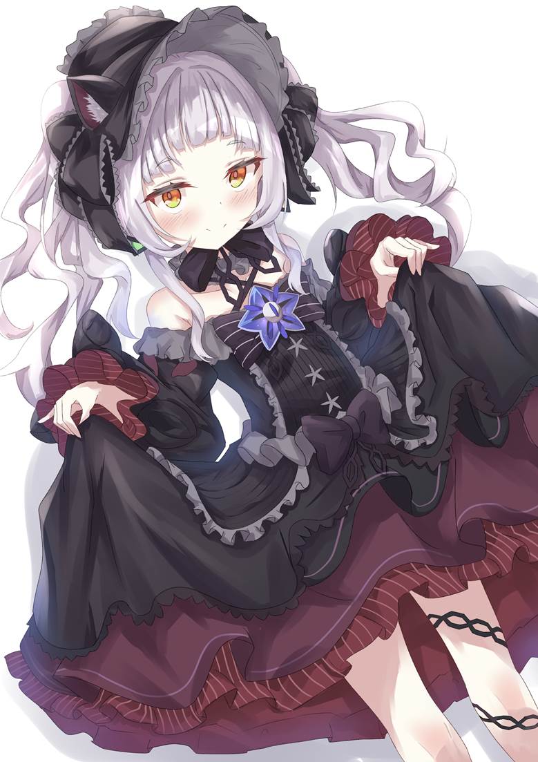 Shion Murasaki, Murasaki Shion fanart, virtual youtuber, Hololive, gothic lolita, cat ears, Virtual YouTuber 1000+ bookmarks