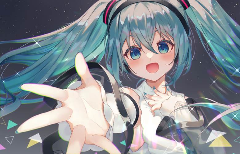 一张卧槽好可爱,这个初音真美好,初音未来,初音未来NewType,美甲绘画图片