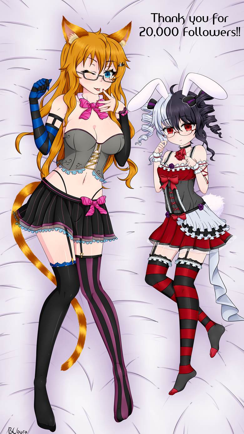 neko musume, 猫, 原创角色, 眼镜, 兔女郎, 洛丽塔, 抱枕
