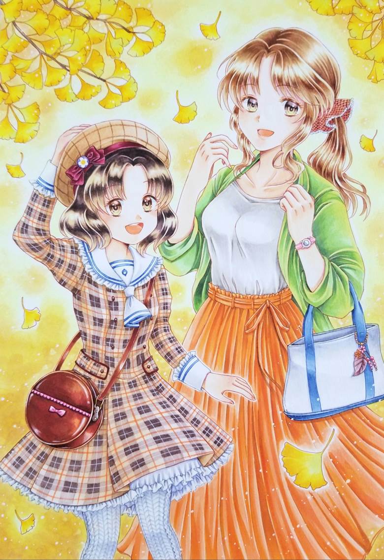 原创, 手绘, 女孩子, 原创, copic马克笔, ginkgo