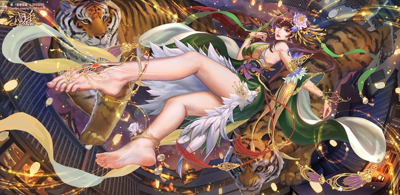原创, 商业绘图, Romance of the Three Kingdoms, 赤脚, 脚指, 美腿, 脚底, 脚趾