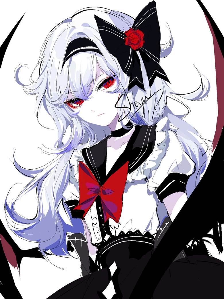 original, doodle, girl, vampire, gothic lolita, white hair, demon, fair skin, original 3000+ bookmarks