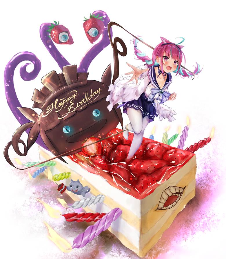 无限ケーキ|麦うさぎ的麻花辫少女插画图片