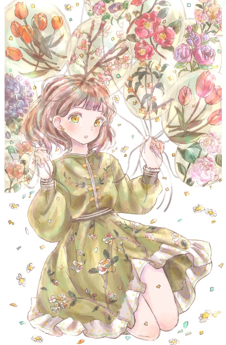 flower, 气球, 女孩子, 插画, 原创, 原创50收藏, 花和女孩子