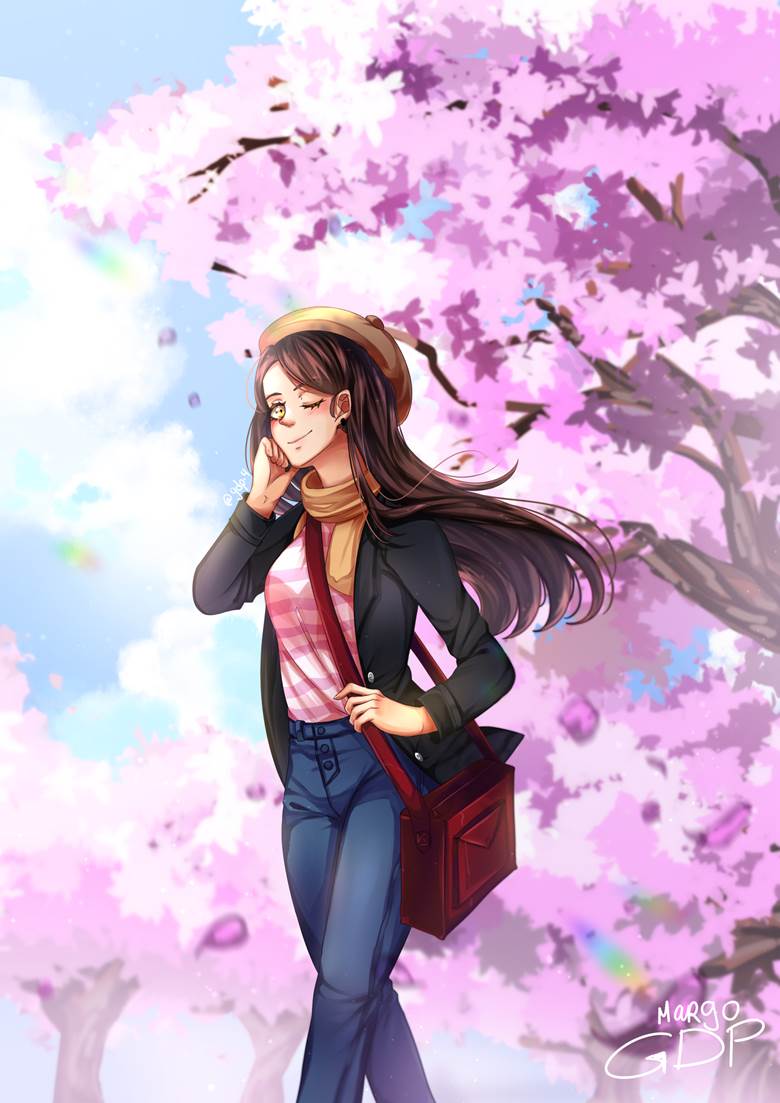 sakura, 女孩子, 花和女孩子, ohana, hanami, cherry petals, spring, 樱花, nature