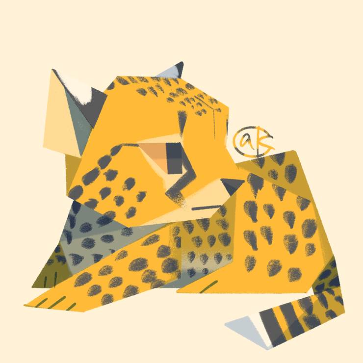 猎豹|插画师からす商的猎豹插画图片
