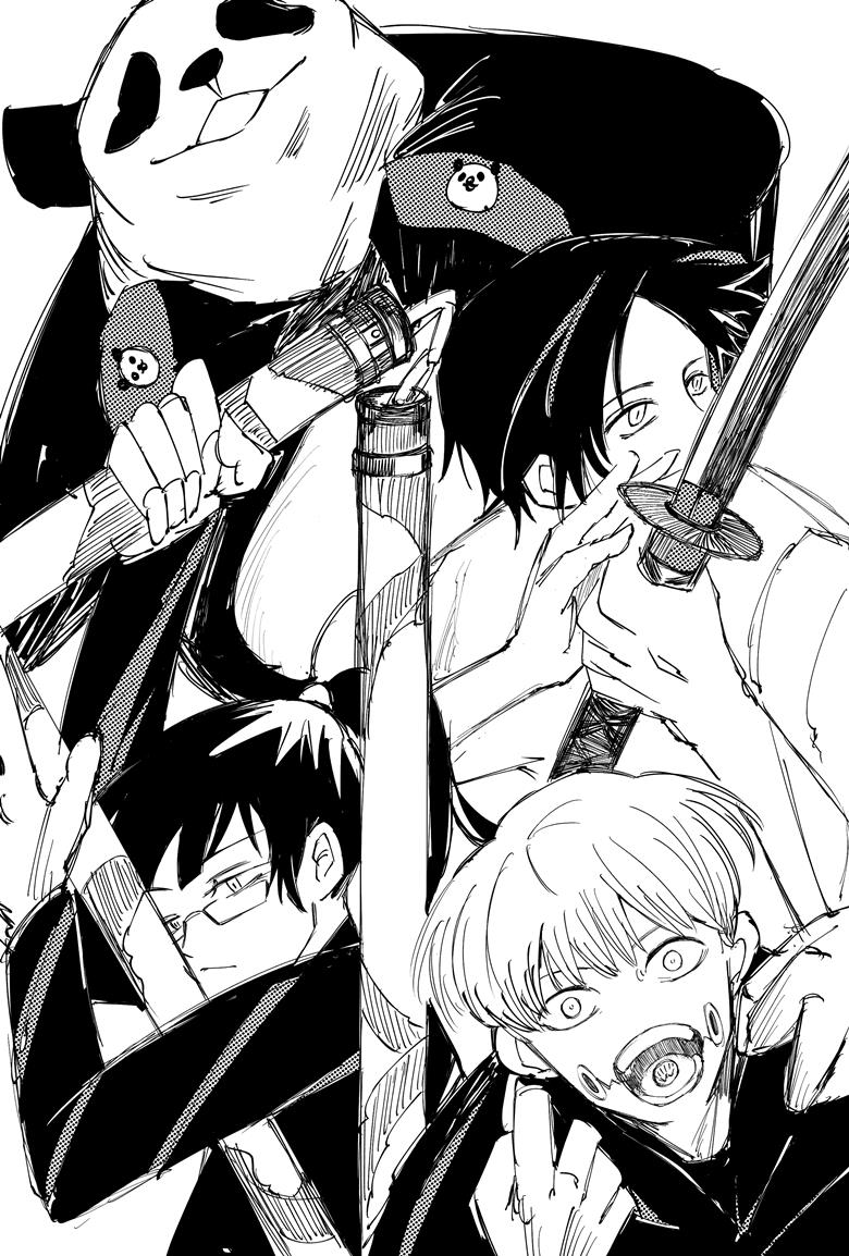 panda, Toge Inumaki, Maki Zenin, Yuta Okkotsu, Jujutsu Kaisen, Jujutsu Kaisen 500+ bookmarks
