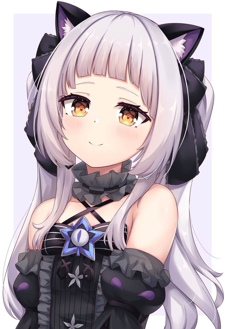 紫咲诗音, Hololive, 虚拟youtuber, Virtual YouTuber 1000+ bookmarks, 哥特萝莉, Murasaki Shion fanart, cat ears, Virtual YouTuber 5000+ bookmarks