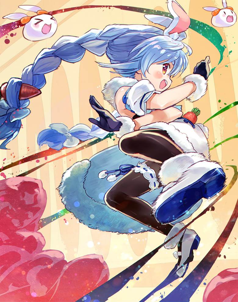 虚拟主播, Hololive, Usada Pekora, 黑丝袜, 兔女郎, bunny ears, Pekora Usada fanart, 黑裤袜, Virtual YouTuber 5000+ bookmarks