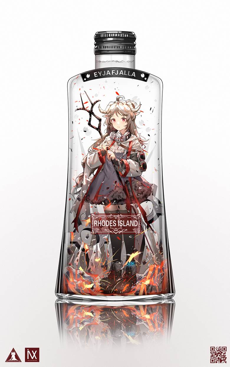 girl, Arknights, Arknights, Eyjafjalla, Eyjafjalla (Arknights), inside a glass, Arknights 1000+ bookmarks