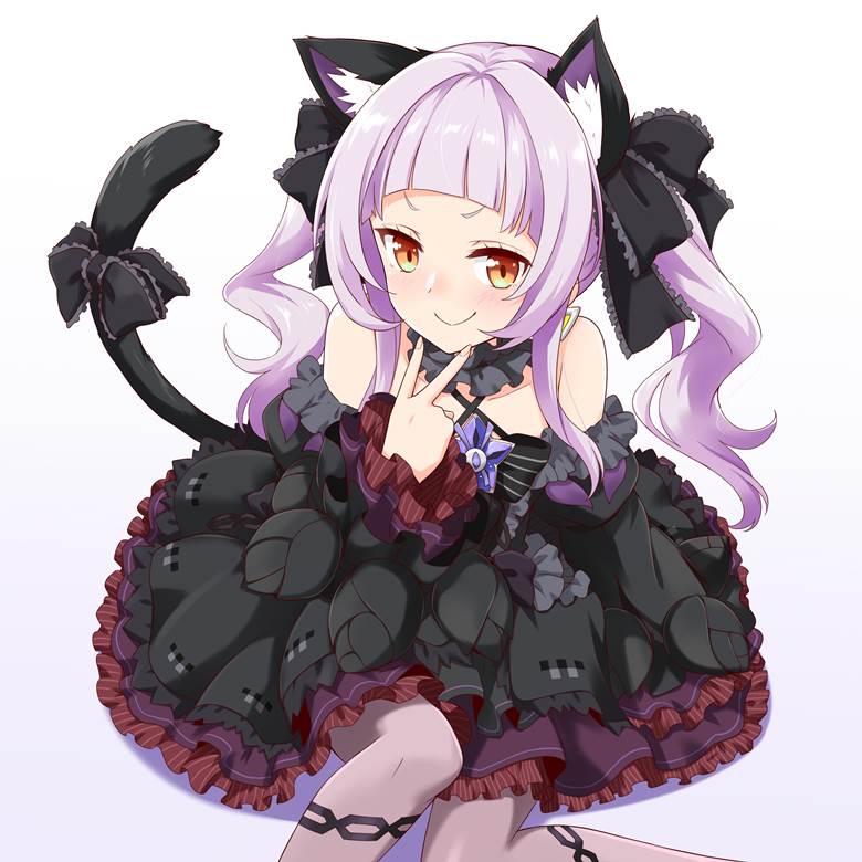 Hololive, 虚拟主播, Murasaki Shion fanart, 紫咲诗音, 哥特萝莉, cat ears