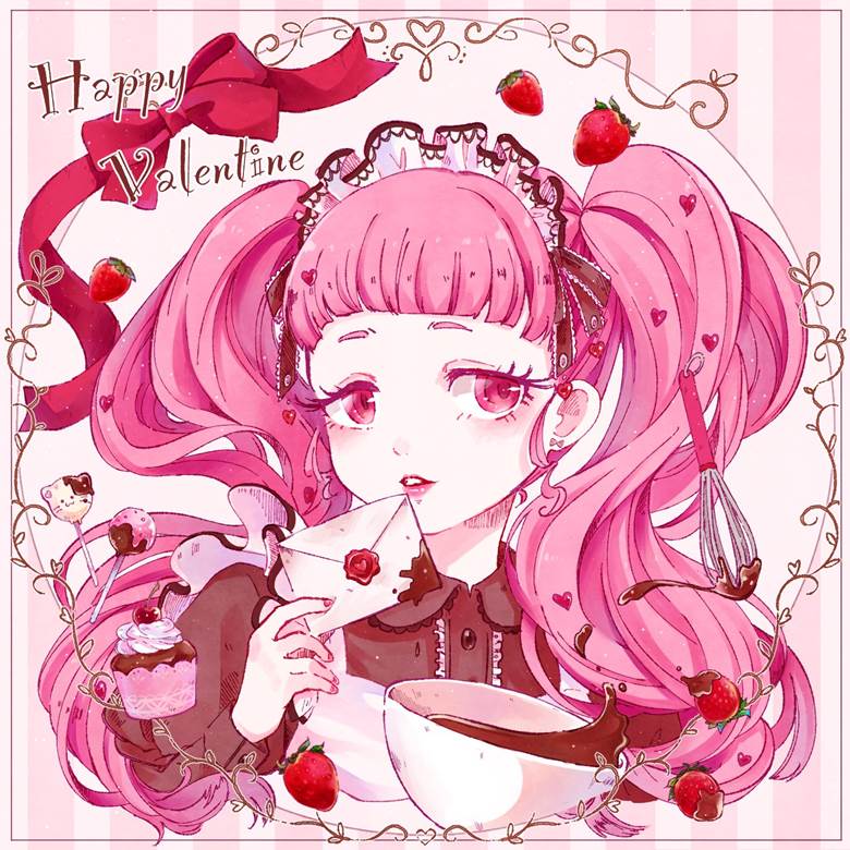 原创, 拟人化, 女孩子, 情人节, 洛丽塔