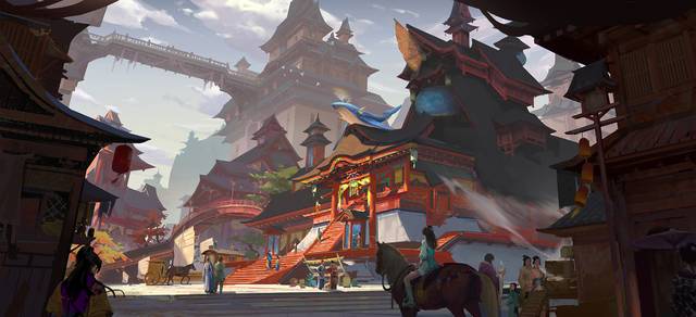 ,阳光,写实,中国风,场景,游戏原画,场景原画,鲸鱼图片