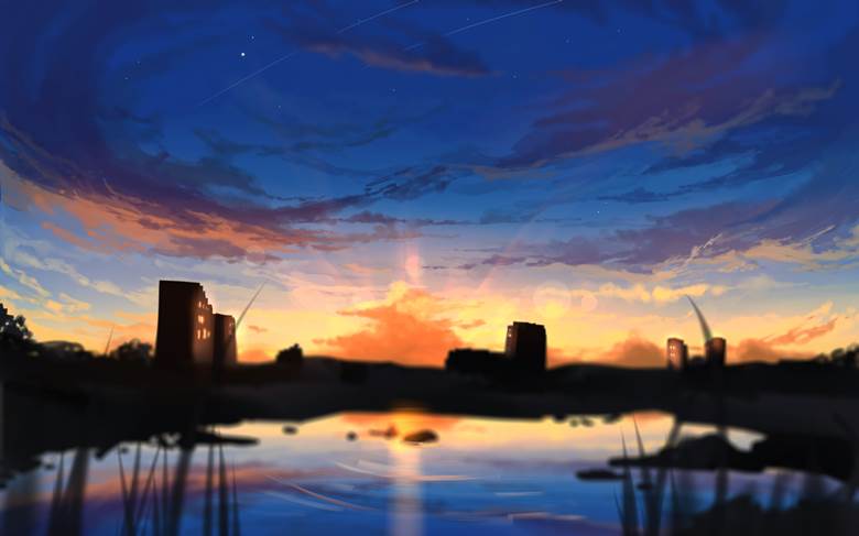 夕|夏套的Pixiv风景壁纸插画图片