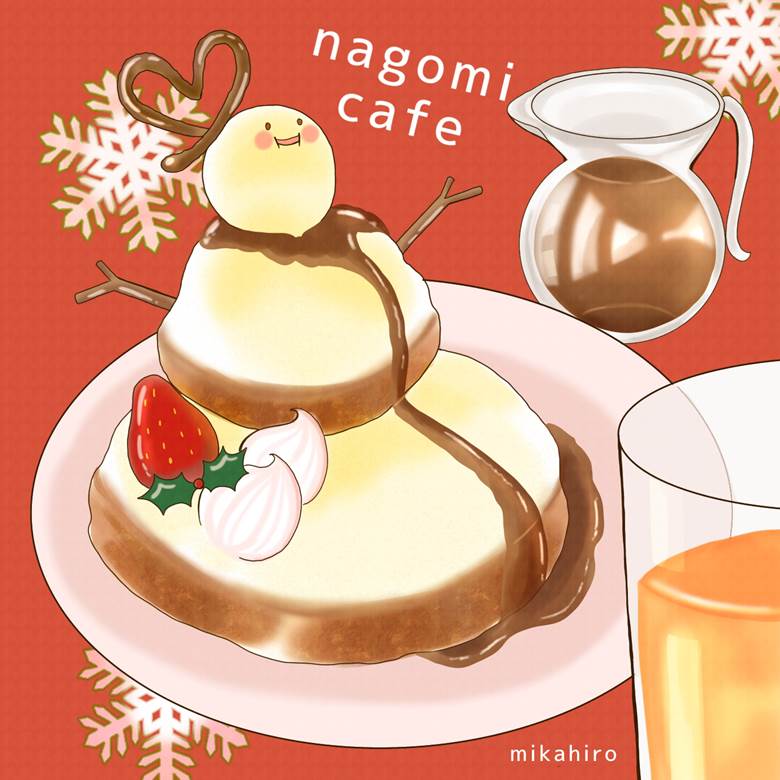 なごみ雪だるまパンケーキ|なごみカフェ的Pixiv美食插画图片