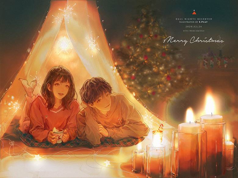 Merry Christmas|E.Pcat的情侣人物插画图片