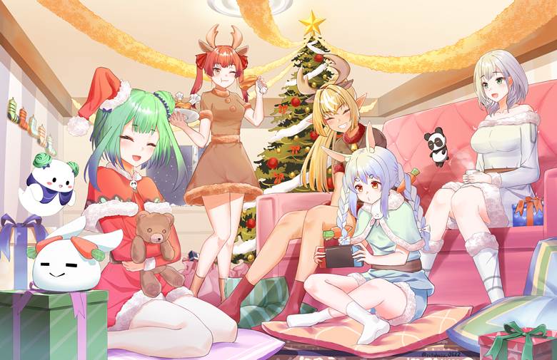 Hololive, 虚拟youtuber, Usada Pekora, 润羽露西娅, Flare Shiranui, 白银诺艾尔, Houshou Marine, 圣诞节