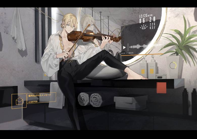 无题|织篠オルノ的小提琴P站插画图片
