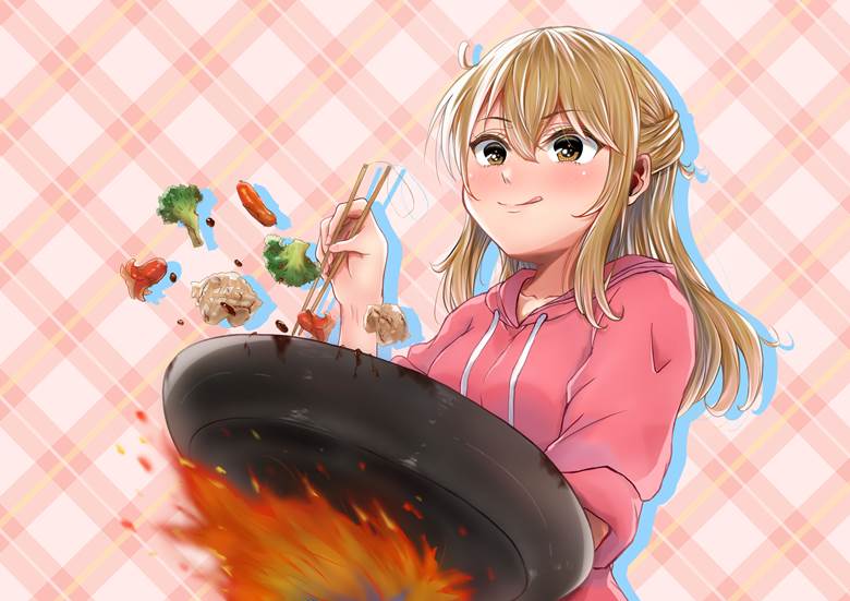 家の娘は料理が得意です|柑橘的烹饪料理插画图片