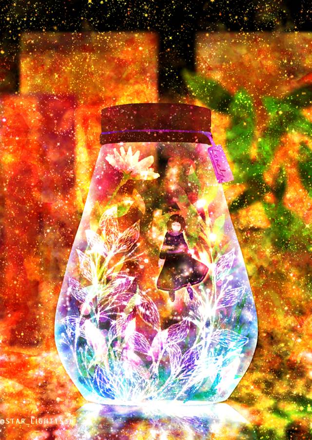 原创, 插画, herbarium, 女孩子, 玻璃之中, Original 300+ bookmarks, 花和女孩子