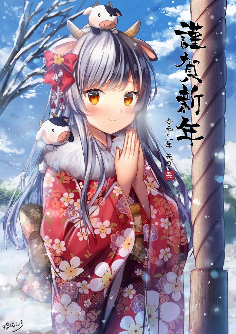 原创, 女孩子, 和服, kimono, Year of the Ox, New Year, 原创1000users加入书籤