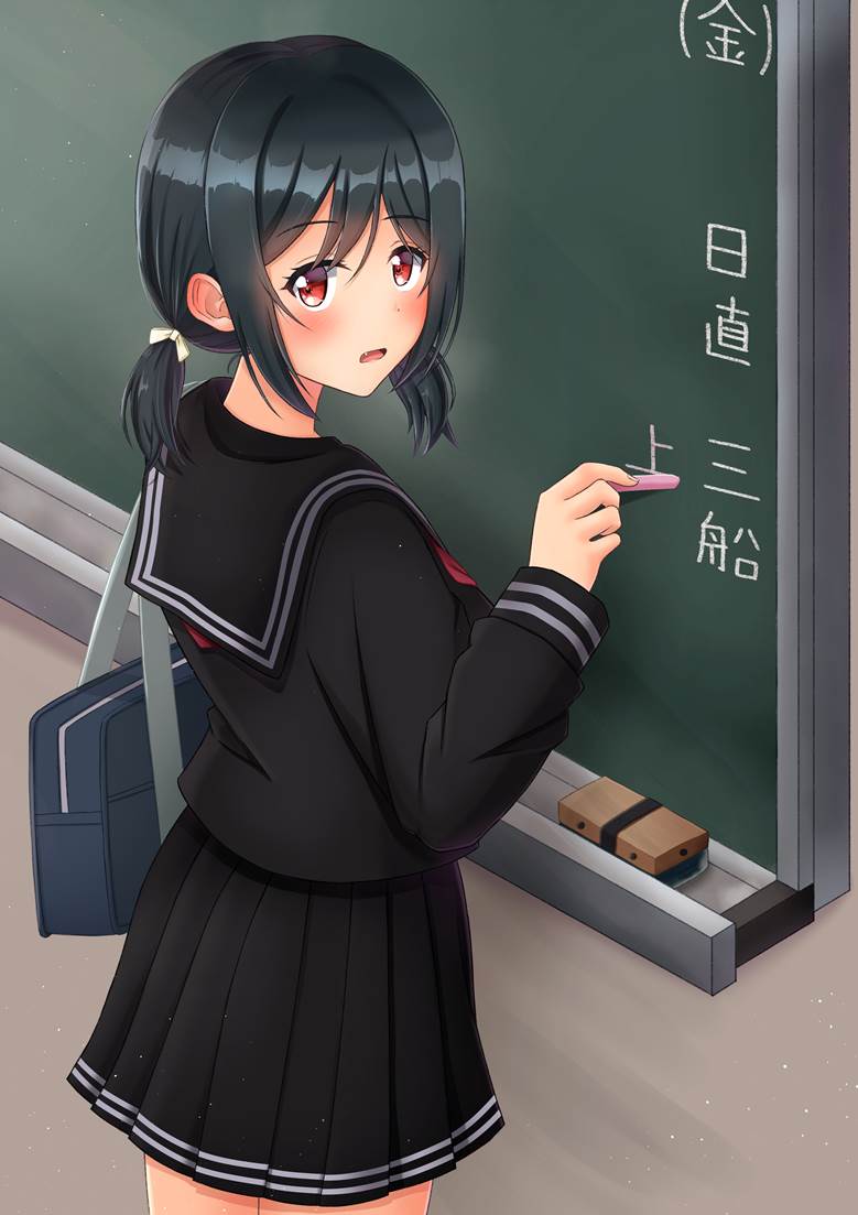 Nijigasaki High School School Idol Club, 虹咲, Shioriko Mifune, Love Live!, Lovelive100收藏, 黑板, 辫子, 黑色水手服, LoveLive!虹咲学园学园偶像同好会