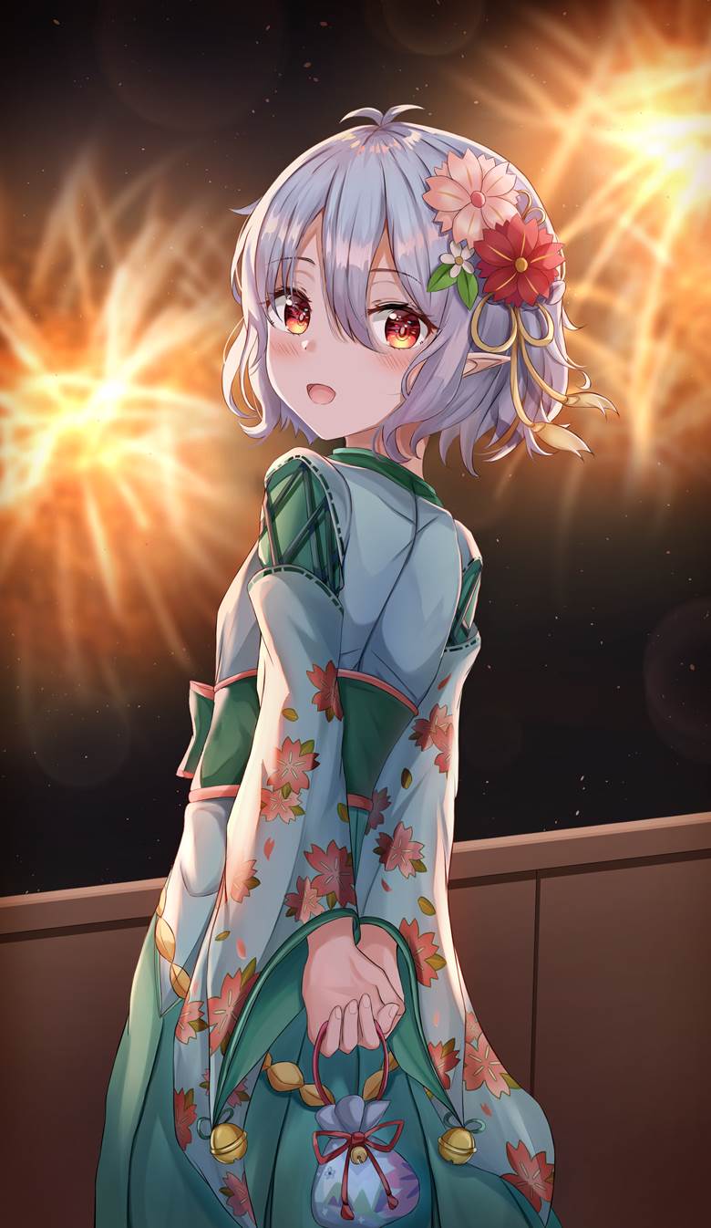 公主连结Re:Dive, 和服, happy new year, 可可萝, 萝莉, 公主连结, 焰火, yukata, Princess Connect! 500+ bookmarks