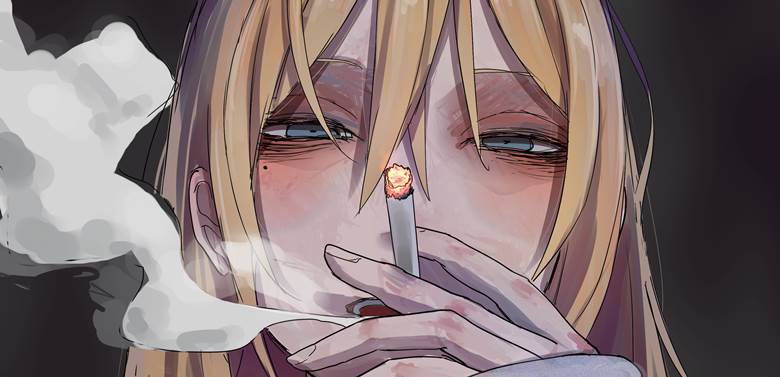 无题|TABAO的吸香烟的人物插画图片