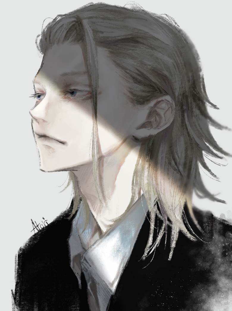 原创, 西装, 白衬衫, 美, 白发, long-haired boy