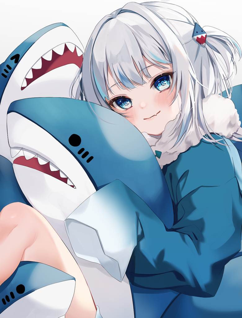 Hololive, Gawr Gura, overly long sleeves, virtual YouTuber, shark, Virtual YouTuber 1000+ bookmarks