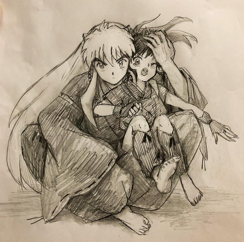 亲子|兰子的犬夜叉插画图片