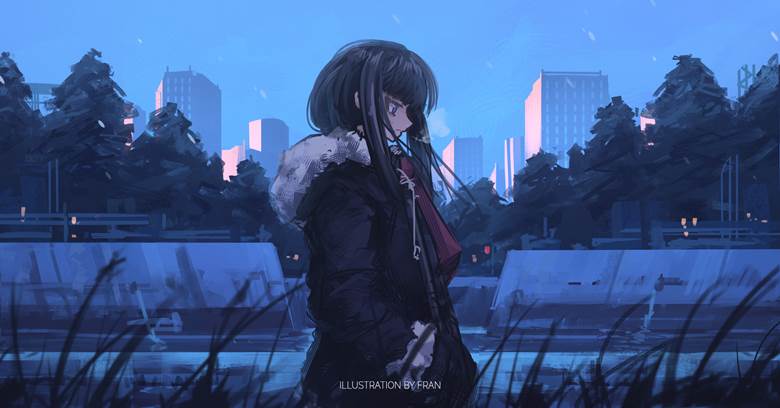 原创, 女孩子, 风景, background, snow