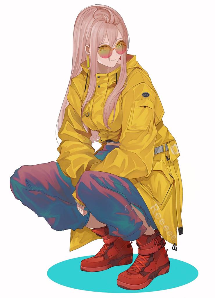 这么戴太阳镜的样子好帅气,pixiv人气少女插画图片